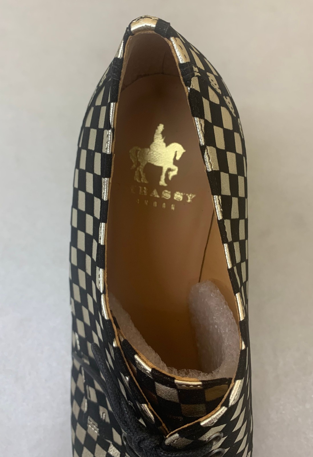 Embassy London Roulette Black/Silver Check Pattern Oxford 3″ Heel Choose Size