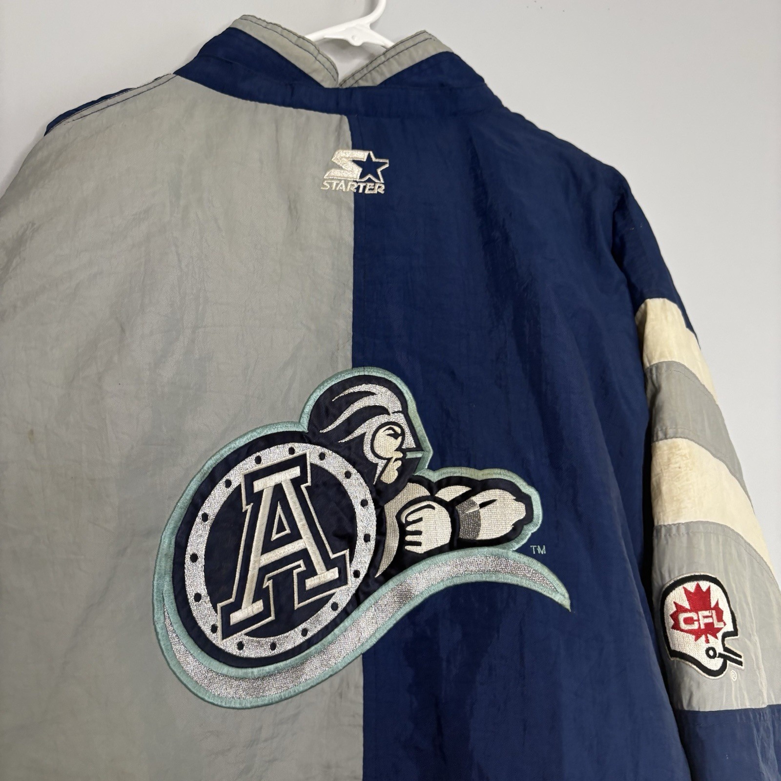 Vintage 90s Toronto Argonauts CFL Puffer Starter Jacket Size 2XL Full Zip