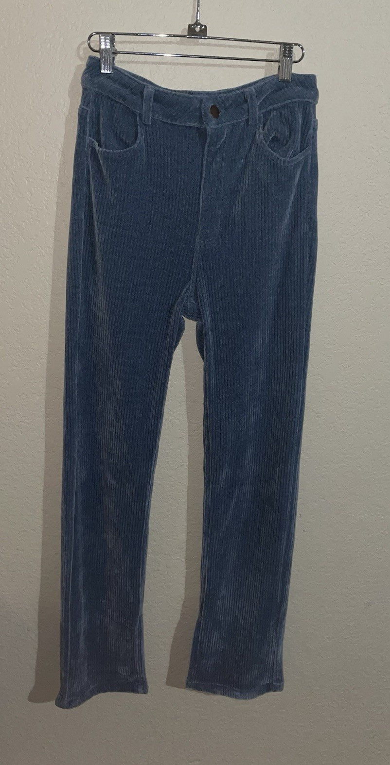 Zara Blue Corduroy Pants Women’s Slim Straight Mid Rise size 6