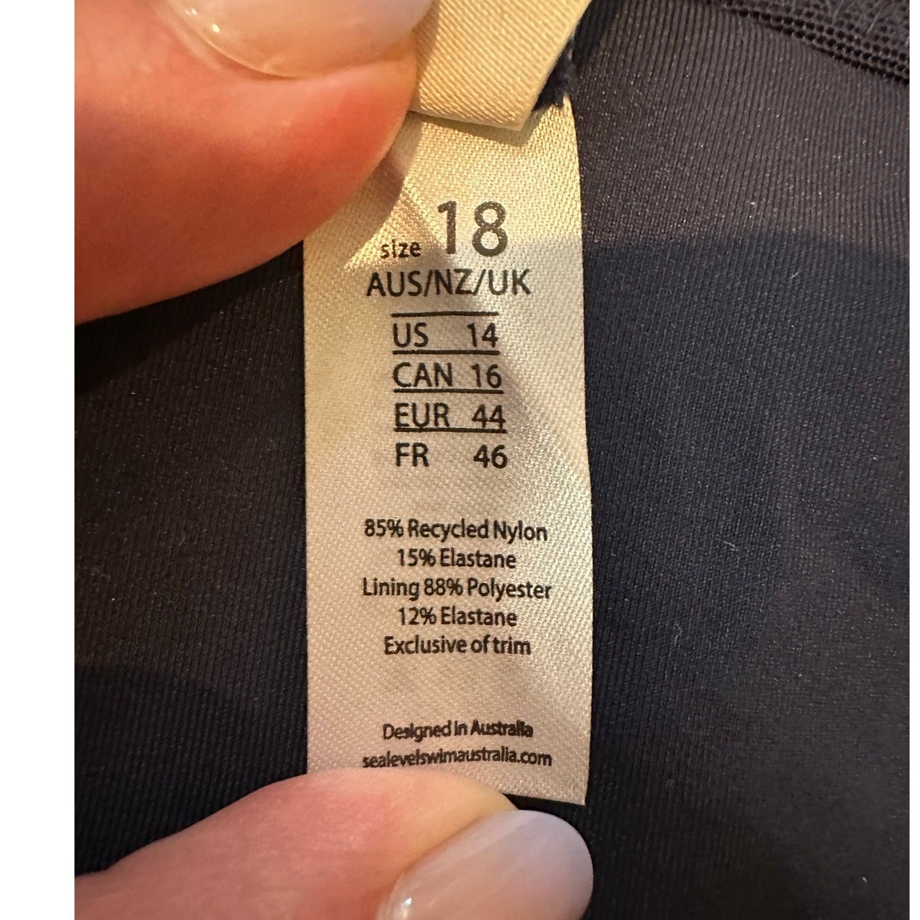 Sea Level Australia Infinity Bikini Bottom Sz 14 Navy Mid Rise Full Coverage NWT