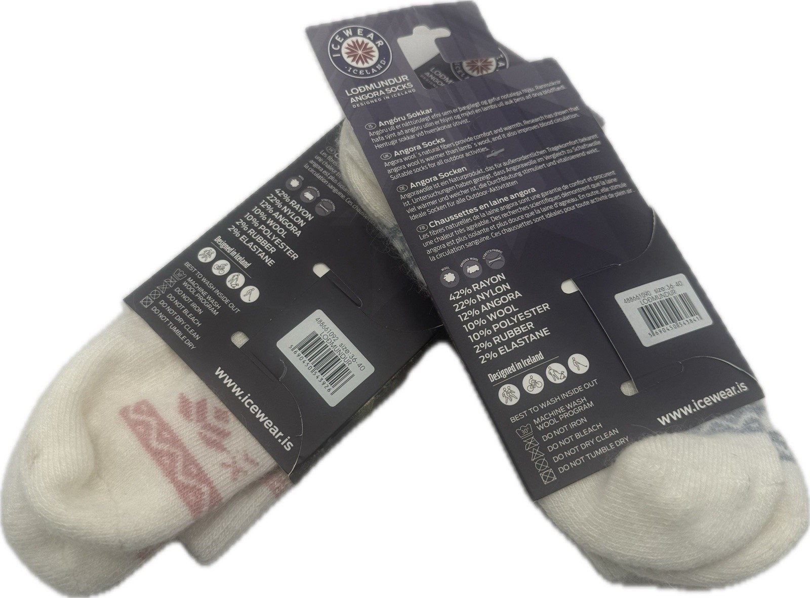 Icewear Angora Socks Lodmundur US 4 1/2 – 7 1/2 Designed In Iceland 2 Pairs New