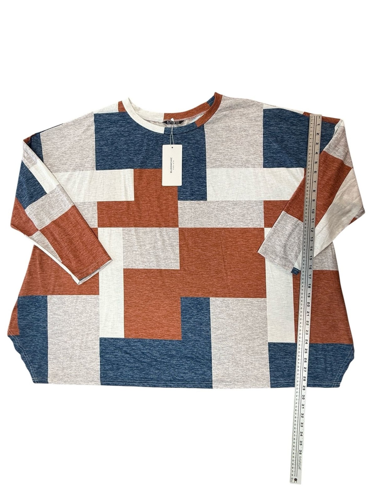 BloomChic Abstract Colorblock Geometric Dolman Sleeve Top