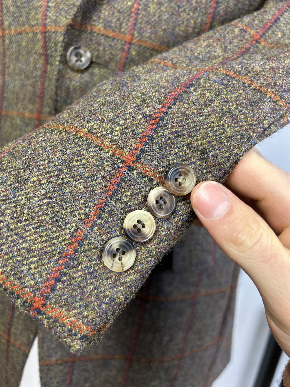 Ede & Ravenscroft 38R Windowpane Tweed English Suit 2 Pairs Trousers Savile Row