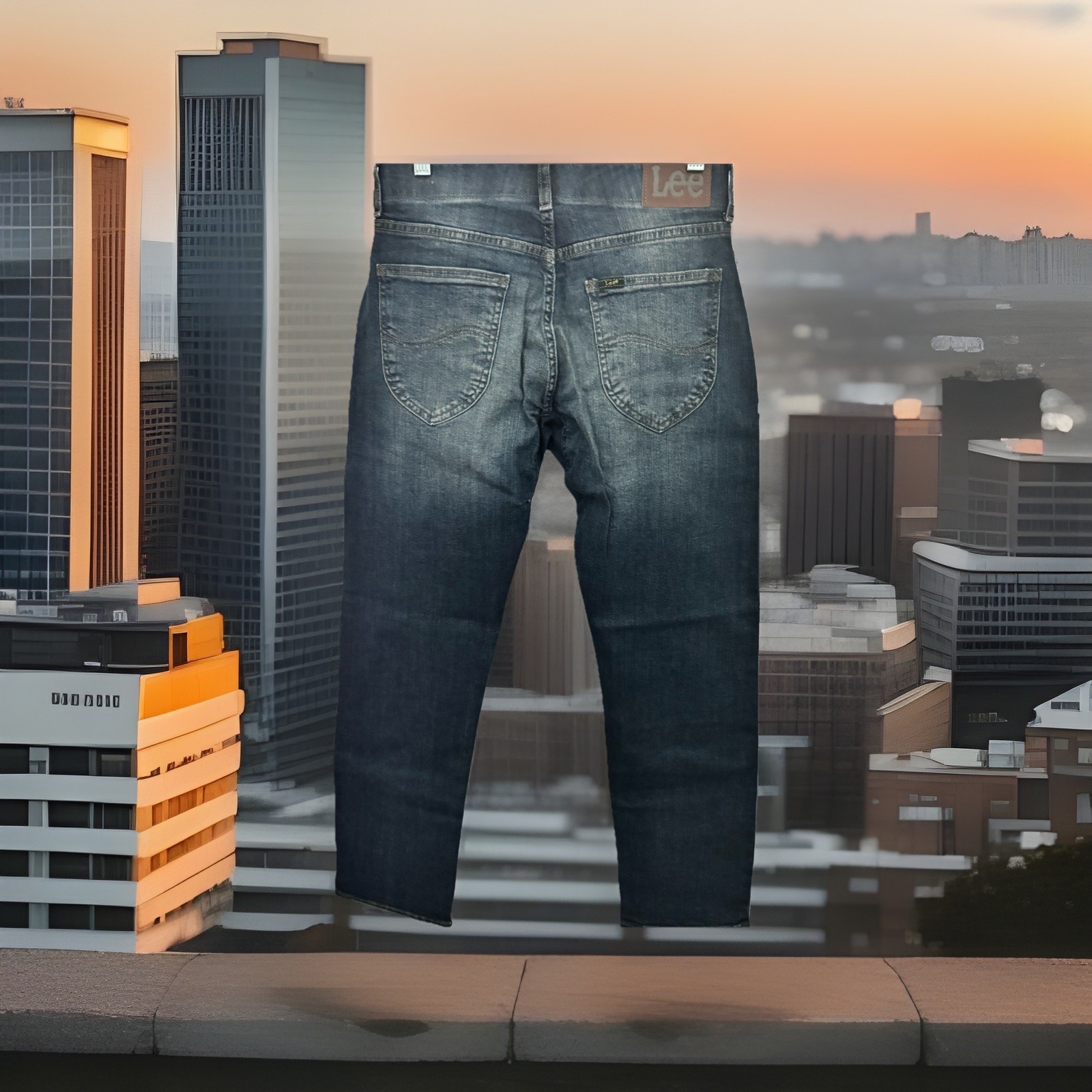 Lee Slim Straight Med Wash Blue Jean Sz 31×30 Motion Flex Waistband Stretch NWT
