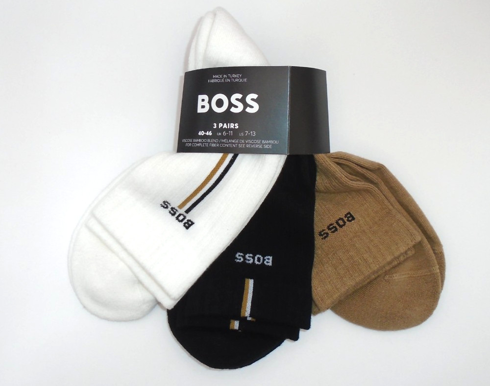NEW MEN’S “HUGO BOSS 3 PACK VISCOSE BAMBOO BLEND SOCKS US 7-13” Choose!