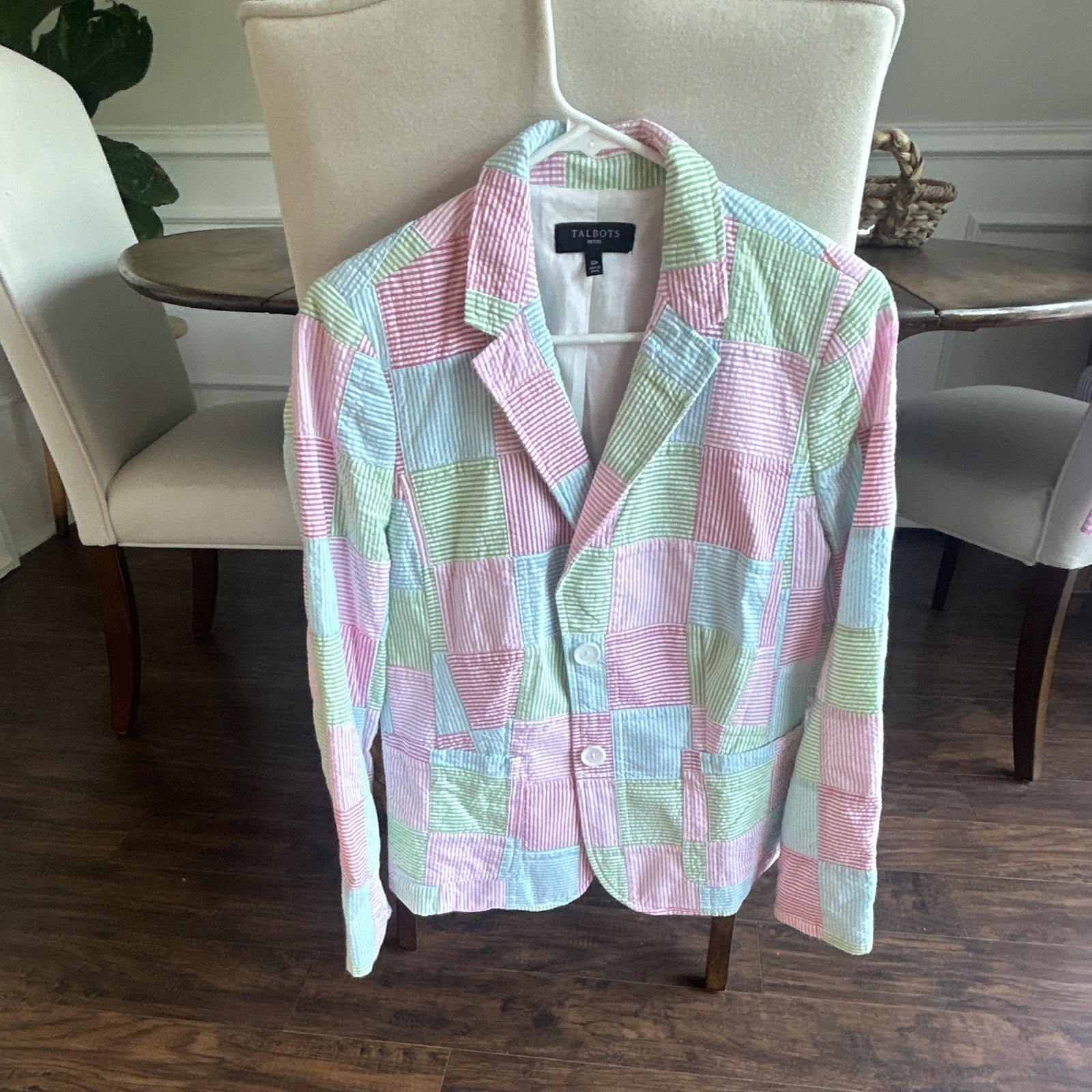 Talbots Petites 12P Multicolor Plaid Blazer Jacket Lined Pockets Button