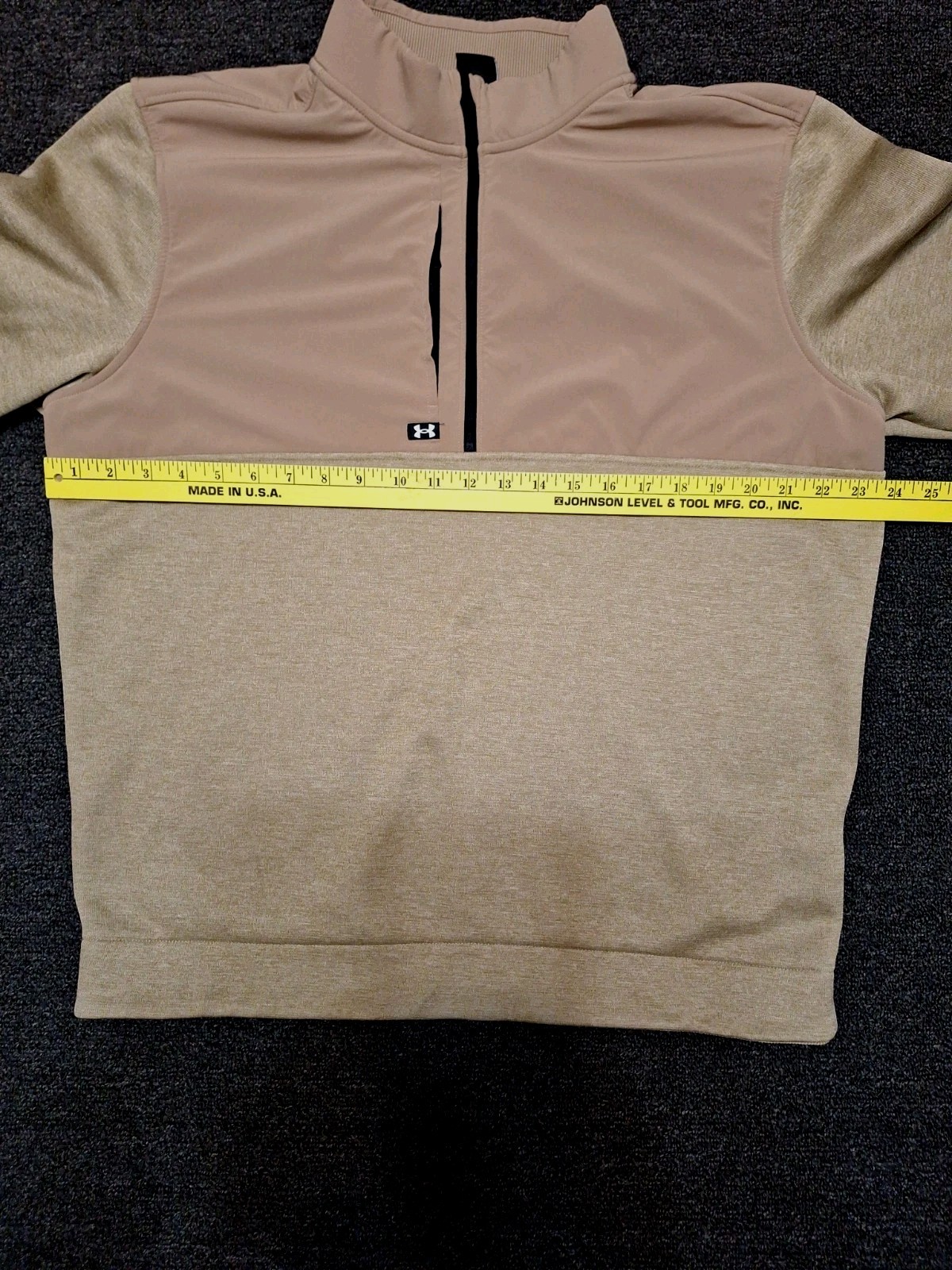 Under Armour Golf Drive Storm Sweater Mens XL Tan Fleece 1/2 Zip Pullover EPC