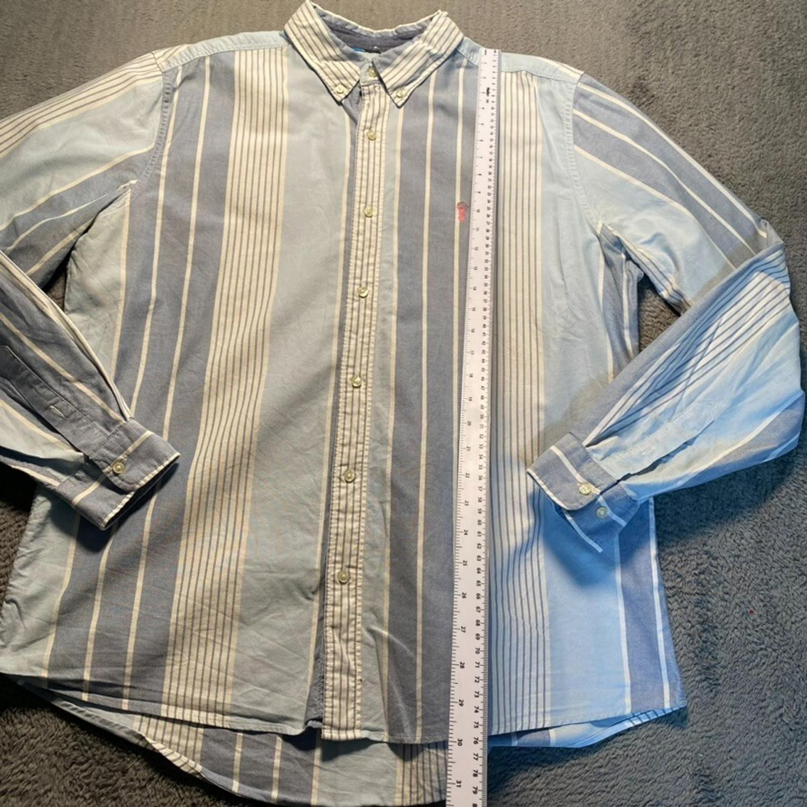Next Shirt Mens XL Blue Long Sleeve Striped 24in Pit to Pit