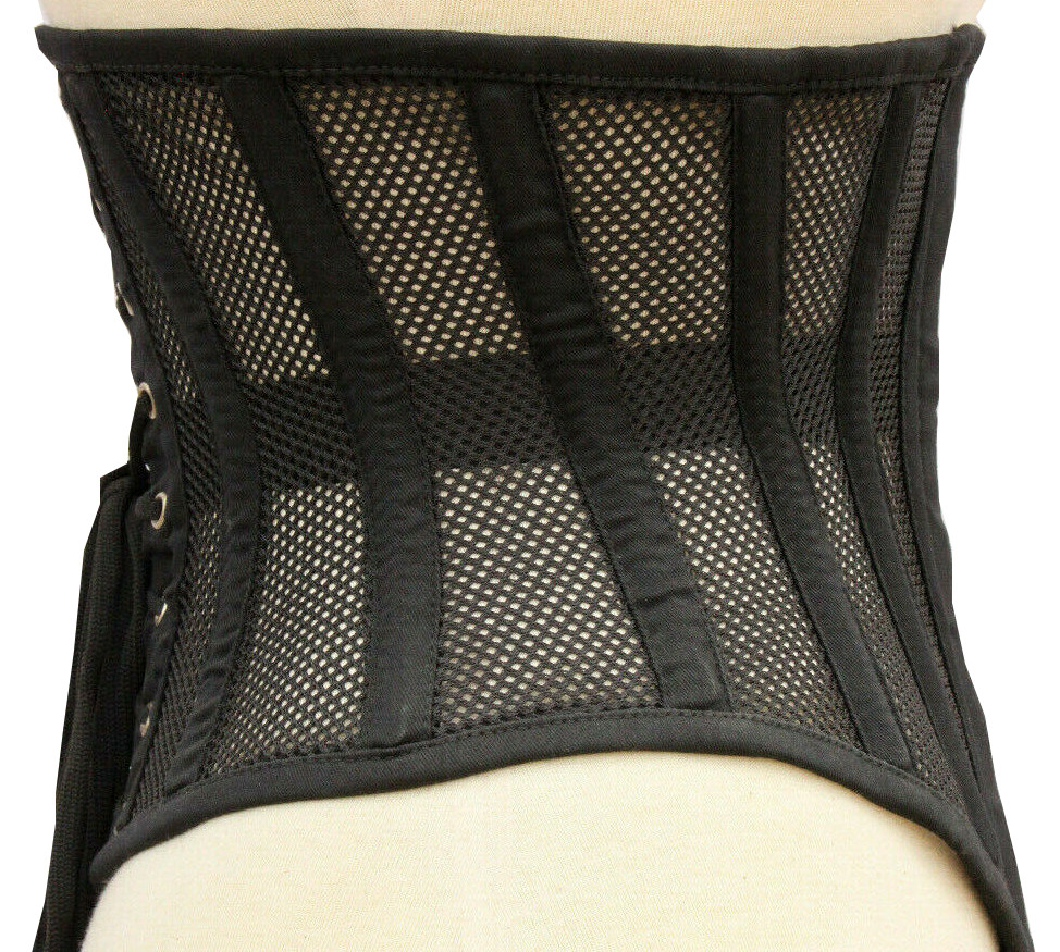 Heavy Duty Steel Boned Under Bust Cincher Hourglass Waist Training Mesh Corset