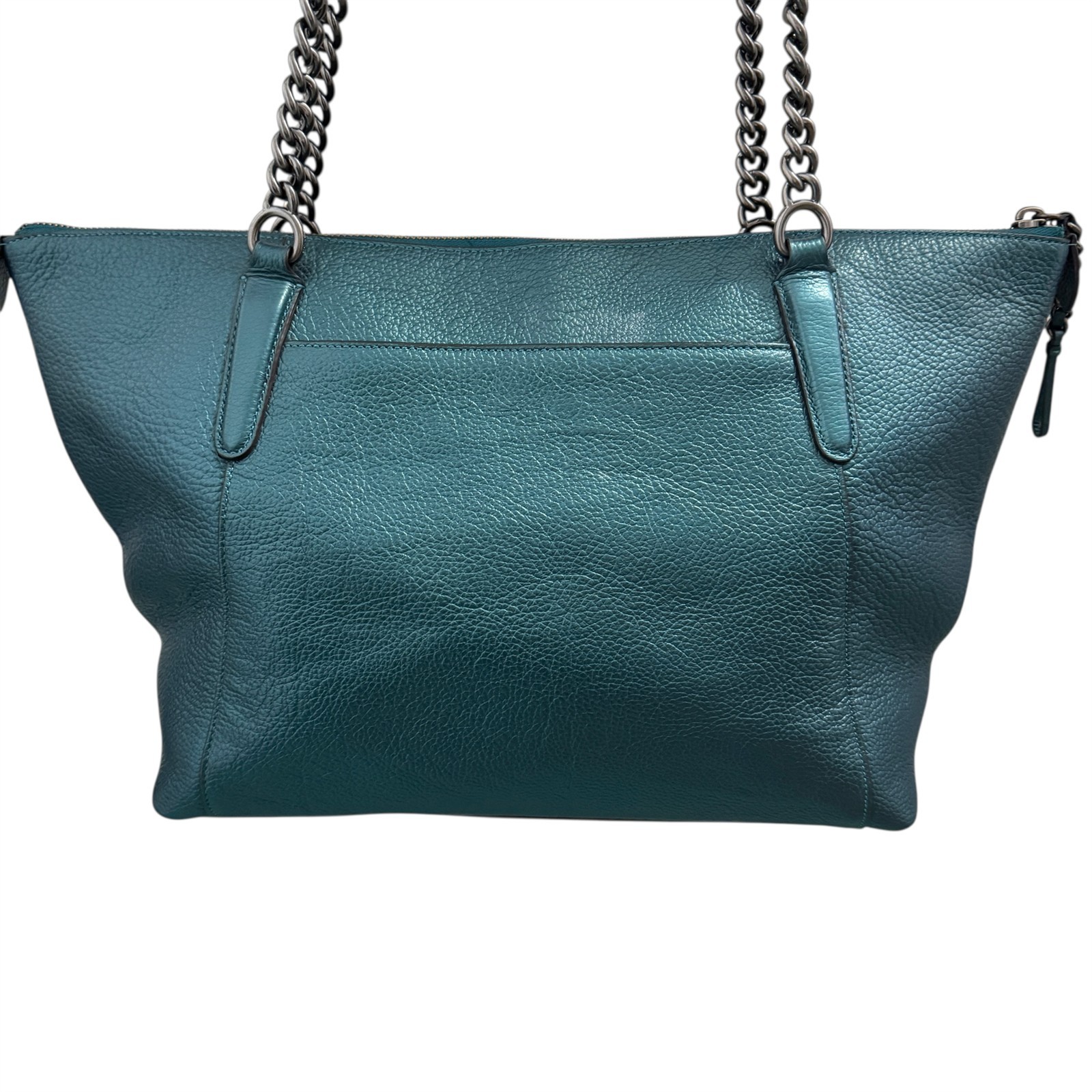 Coach Ava Chain Navy Blue Pebbled Leather Tote Bag & DB Double Handle F22208
