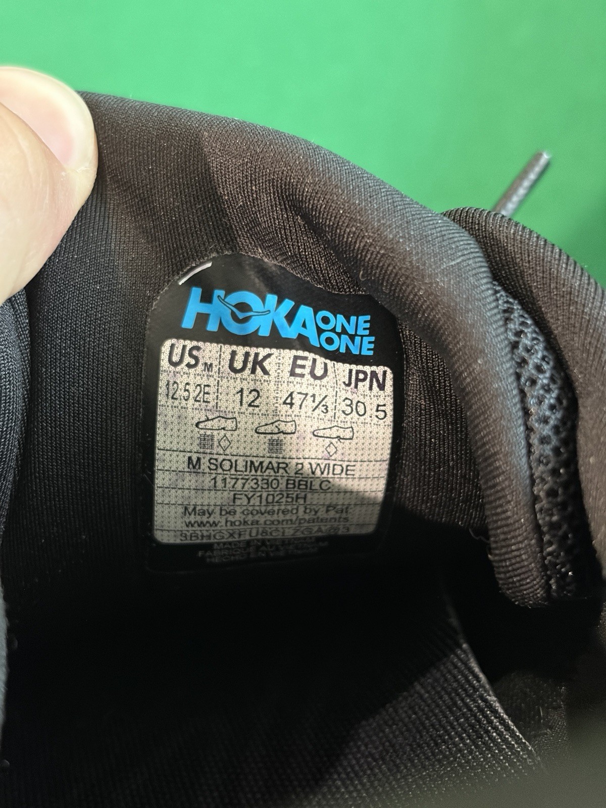 Hoka One One Solimar 2 Men Size 12.5 2E Black Running Sneakers Shoe 1177330 BBLC
