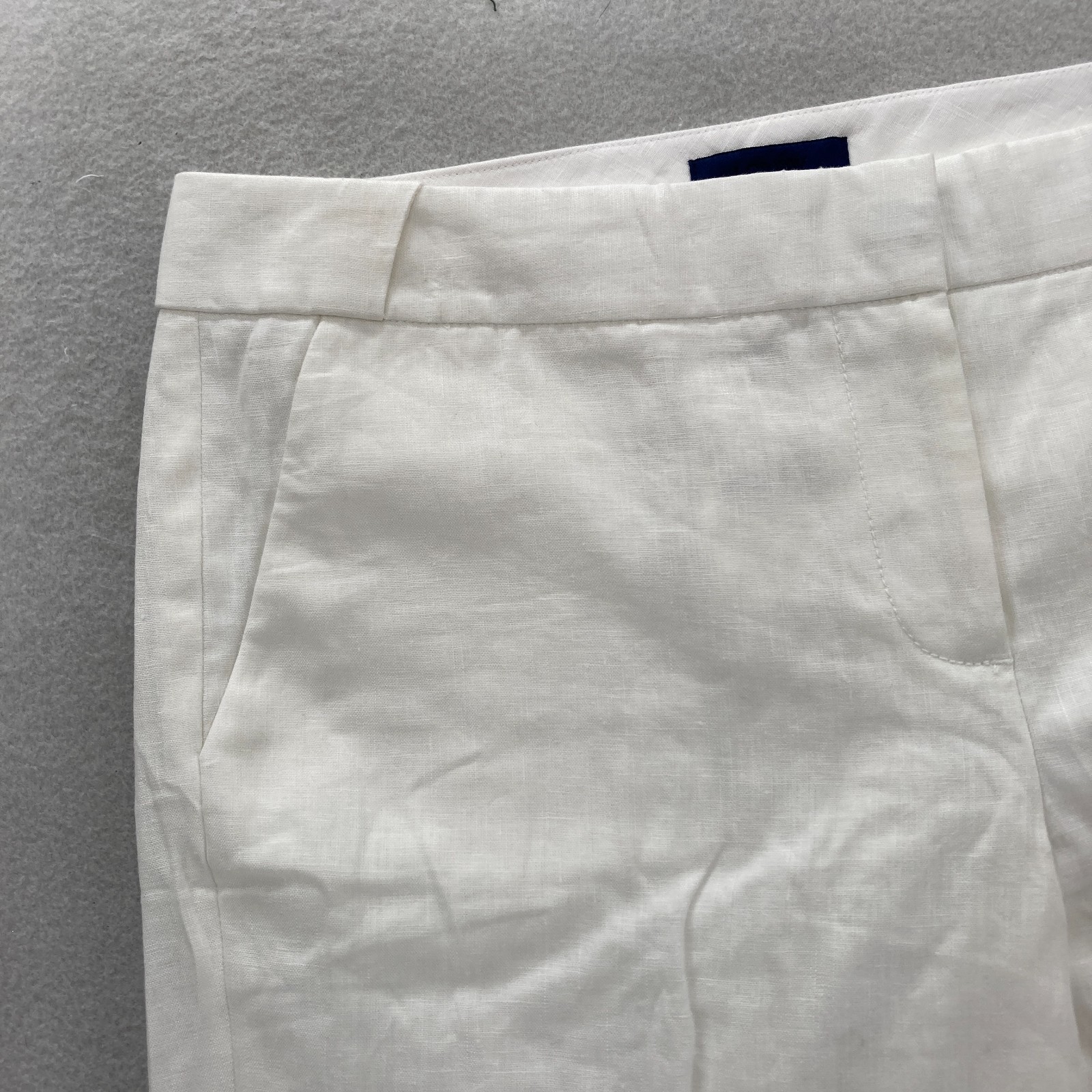 J.Crew Flared Leg Linen Trouser Pant Women’s 6 White Linen Lined Preppy Nautical