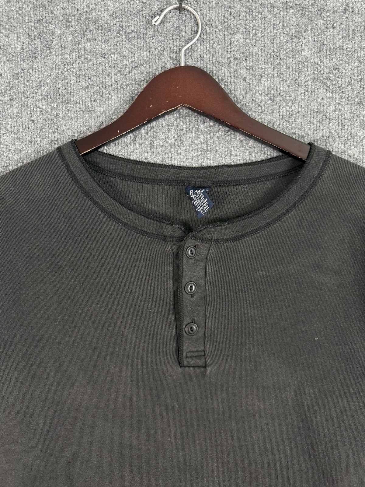 Vintage 90s GAP Henley Thermal Shirt Mens XL Black Long Sleeve Cotton Y2K Casual