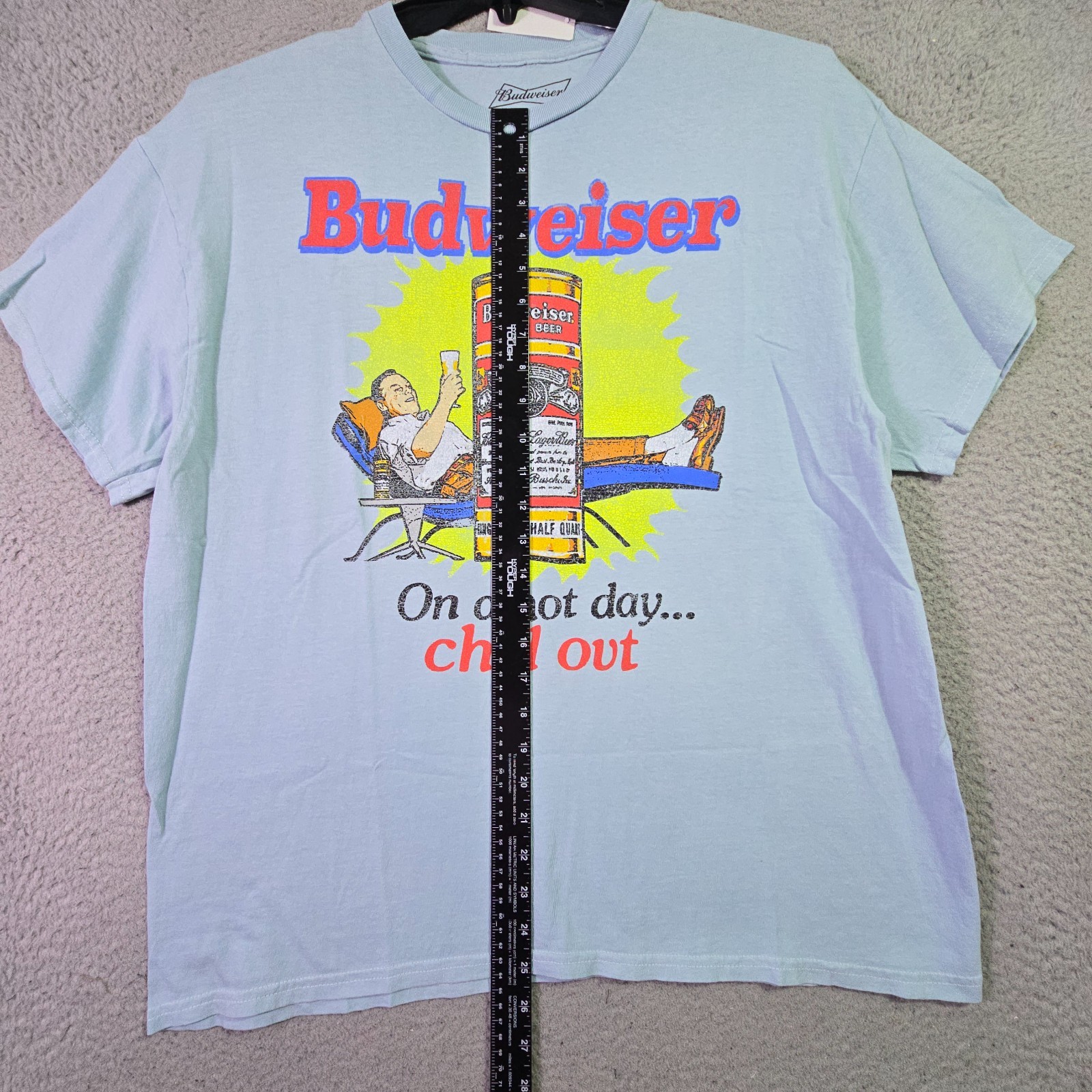 BUDWEISER BEER SHIRT MENS EXTRA LARGE XL BLUE BREW Distressed BUD CASUAL Bar NWT