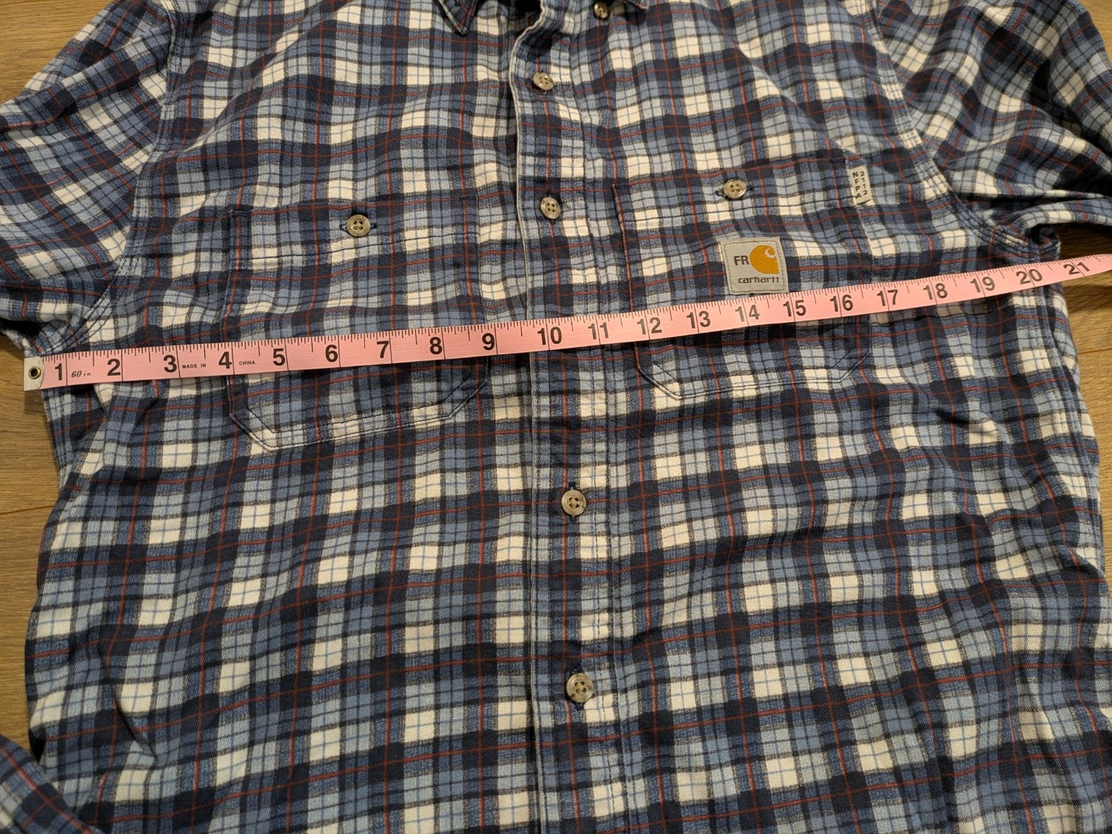 Carhartt FR Shirt Men’s Small Blue Plaid Long Sleeve Button Up Flame Resistant