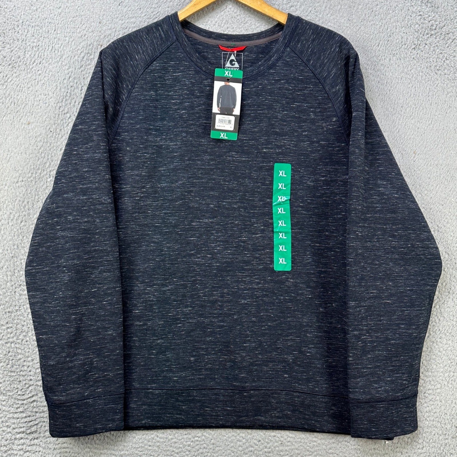 Gerry Sweatshirt Pullover Mens XL Blue Heather Crewneck Long Sleeve Stretch NEW