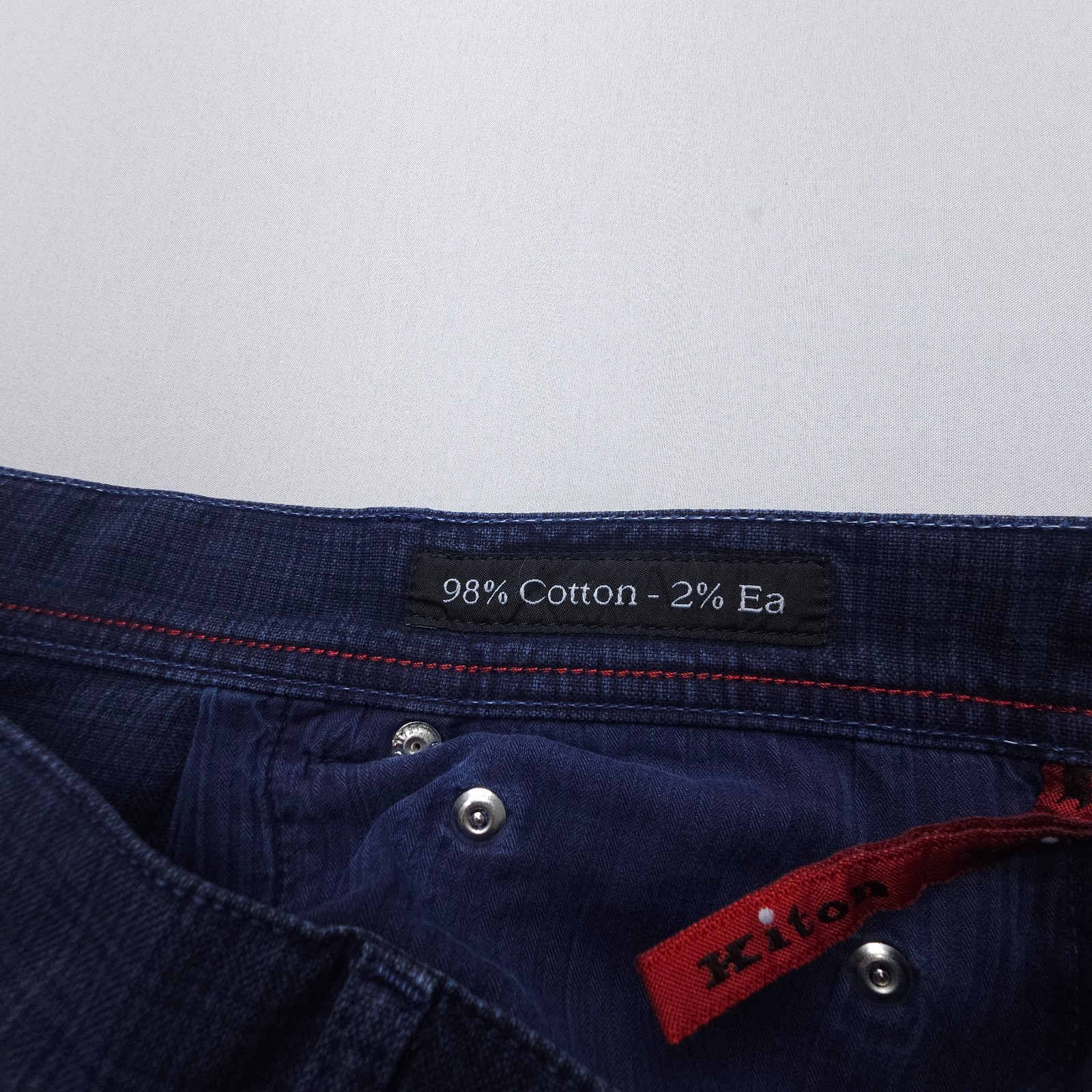 Kiton Napoli Stretch Cotton Trouser 5 Pocket Pants Size 52 (34 x 32″) Blue Italy
