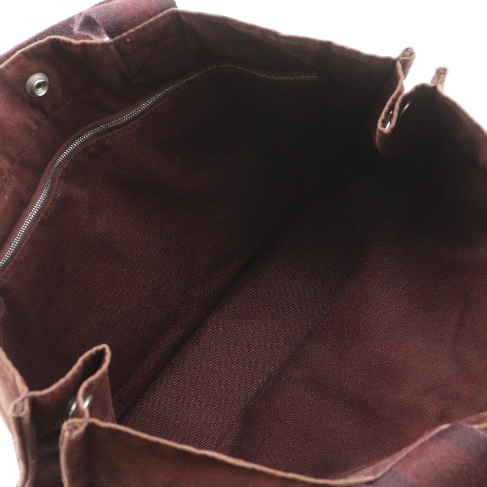 HERMES Sack Fourre ToutMM Handbag Half leather Brown Cotton canvas/leather…