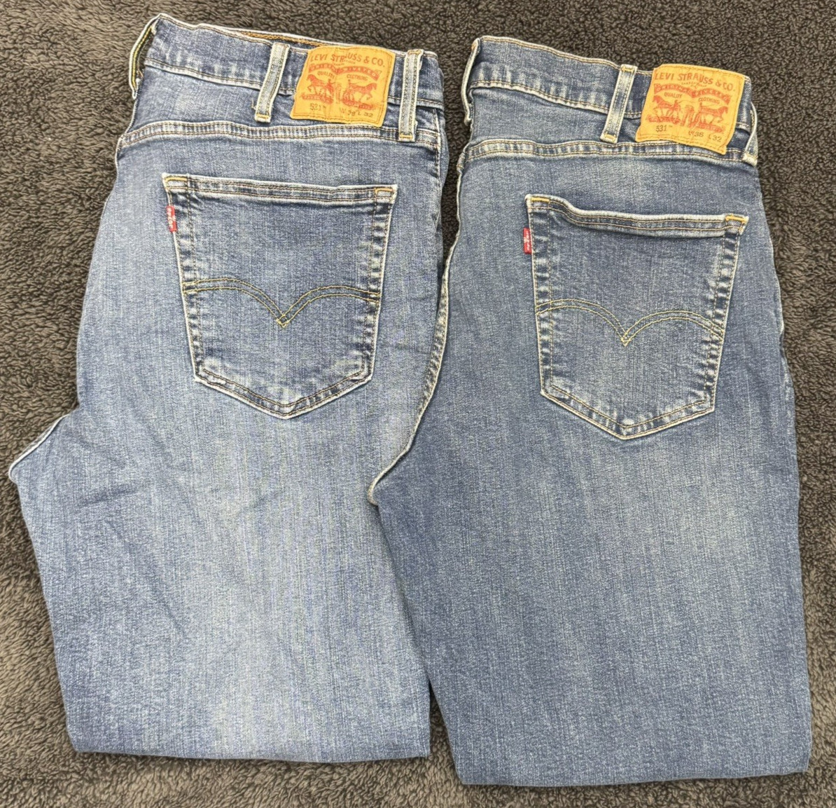 Lot of 2 Size 38×32 531 Athletic Slim Levi’s Flex Men’s Jeans Dark Wash