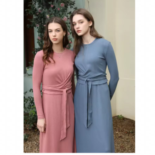 Light blue set maxi jumper and wrap tee shirt ribbed knit S women EUC
