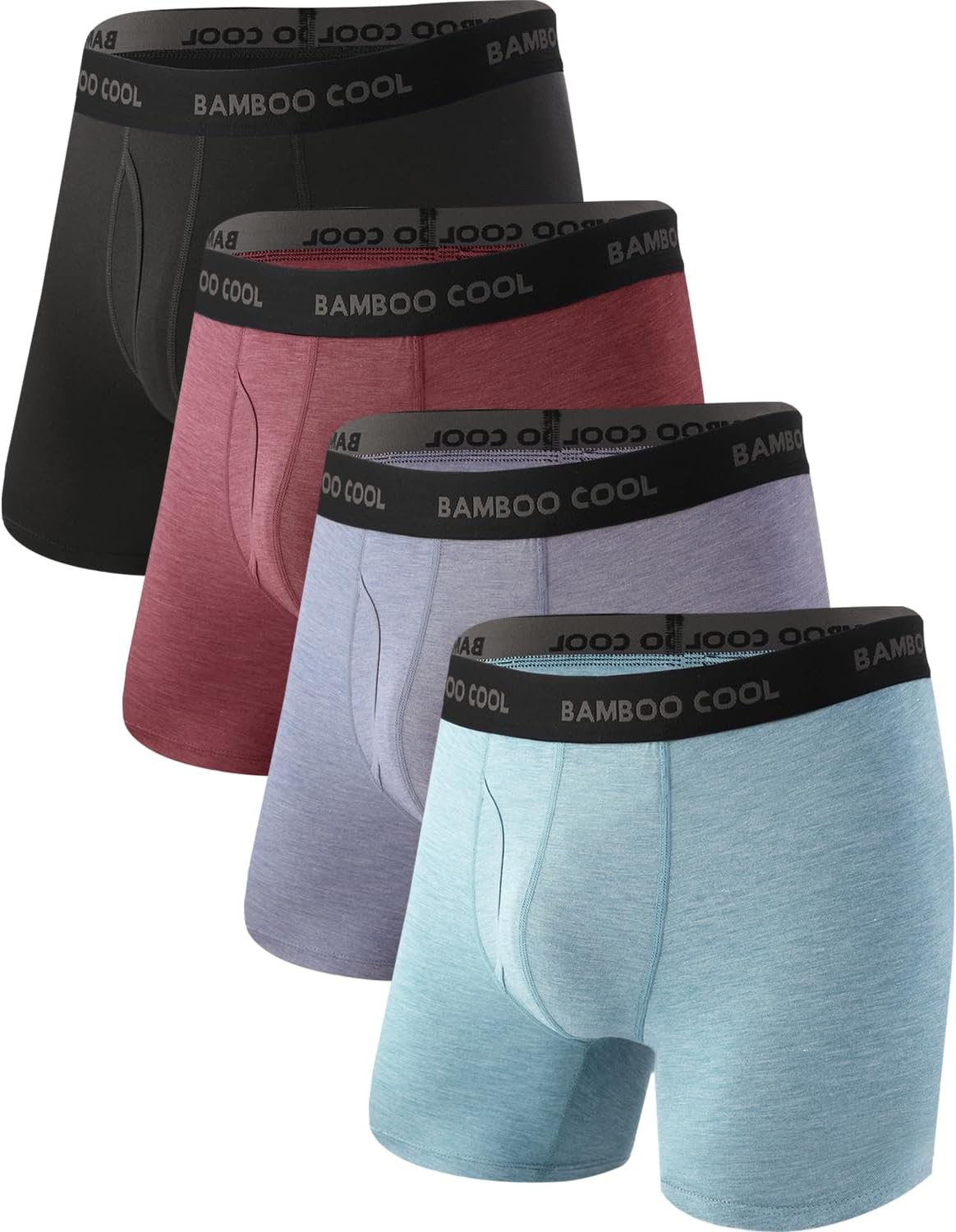 BAMBOO COOL Men’s Ultra Breathable Underwear,No Riding Up Boxer Briefs with Comf