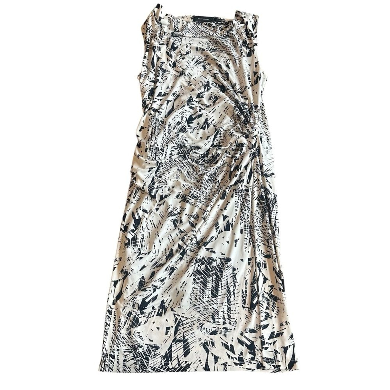 Robert Rodriguez Lydia Draped Dress Black White Print Stretch Size Large Women’s