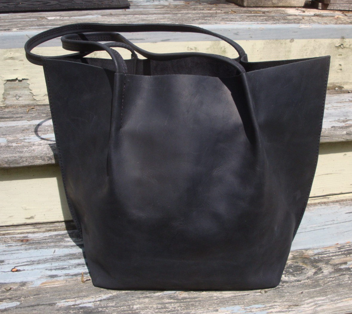 OLD TOWN LEATHER Large Black Tote Shopper Hobo Shoulderbag Strong School Bag Men
