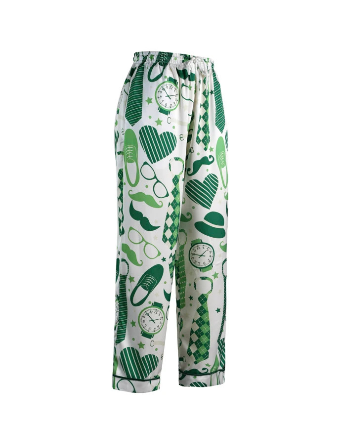 All-Over Print Men’s Satin Pajama Pants, Soft Silky Lounge Sleepwear for Men
