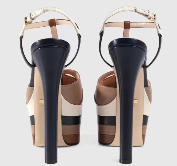 Elegant Womens Platform T-strap High Stilettos Rivets Pumps Fashion Sandals Club