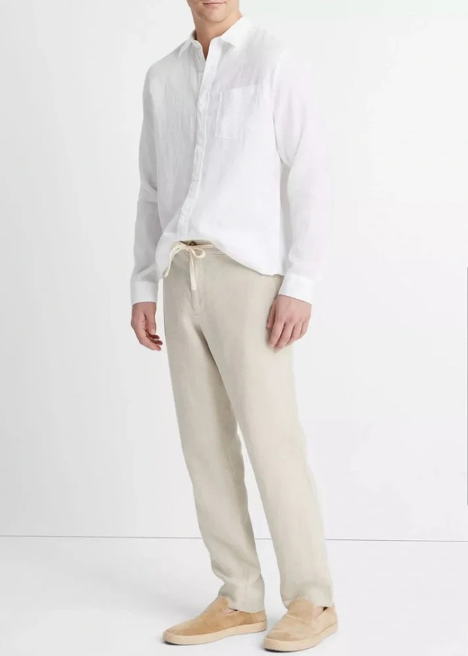 Vince Men’s Hemp Drawstring Pant Size L in Pumice Rock New Without Tag