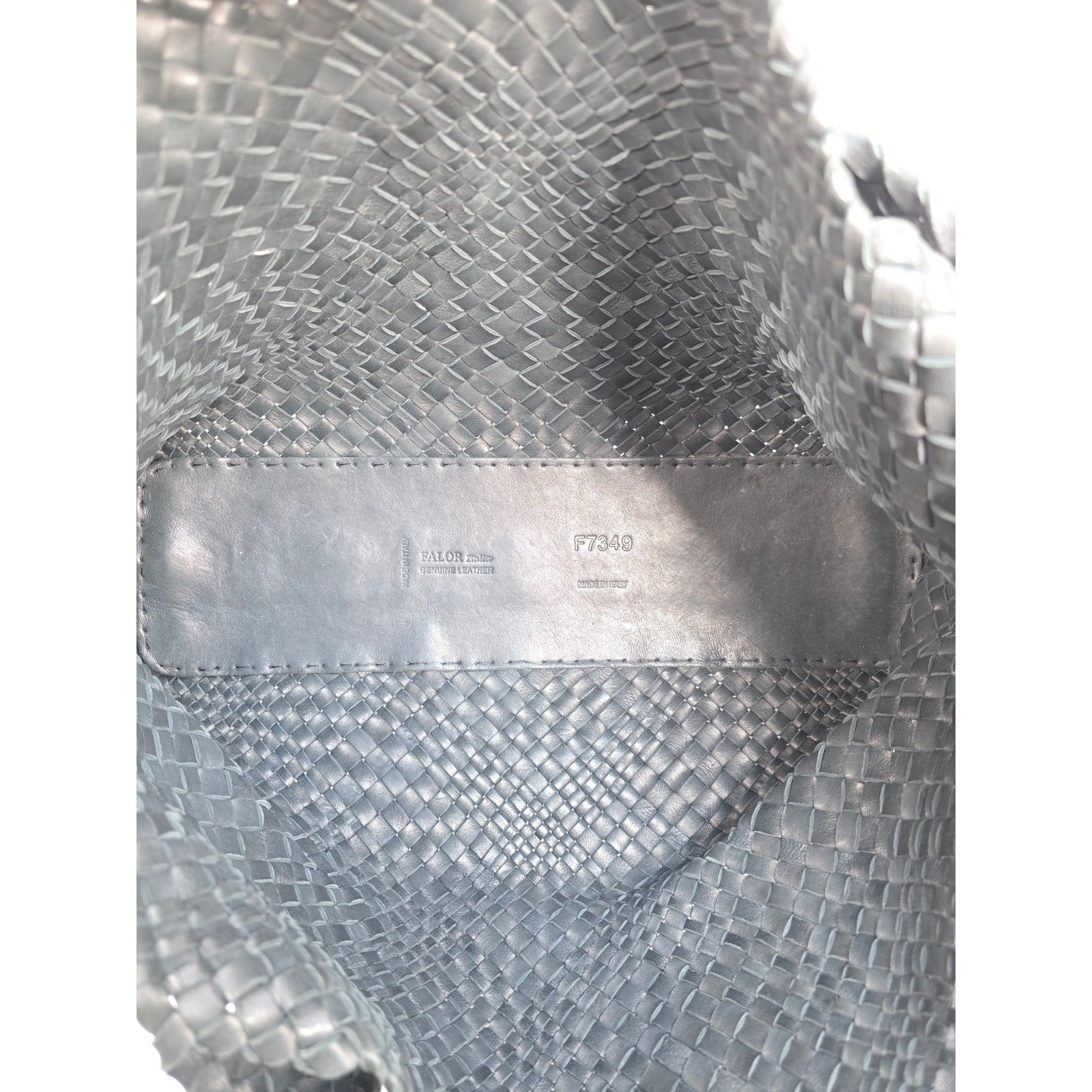 FALOR Italia Woven Leather Tote Bag Charcoal Grey Intrecciato Shopper F7349
