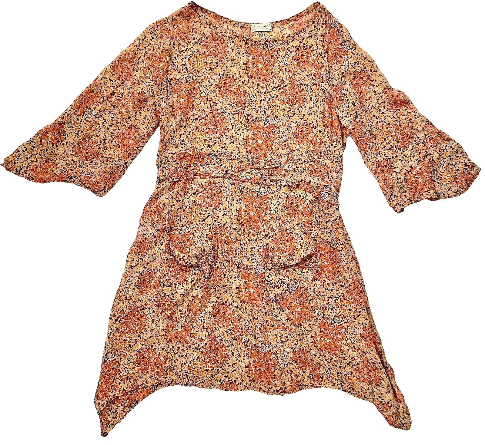 IVEY ABITZ Bramley Large SUN FLORAL Airy Dress Frock 100% SILK CHIFFON – ITALY