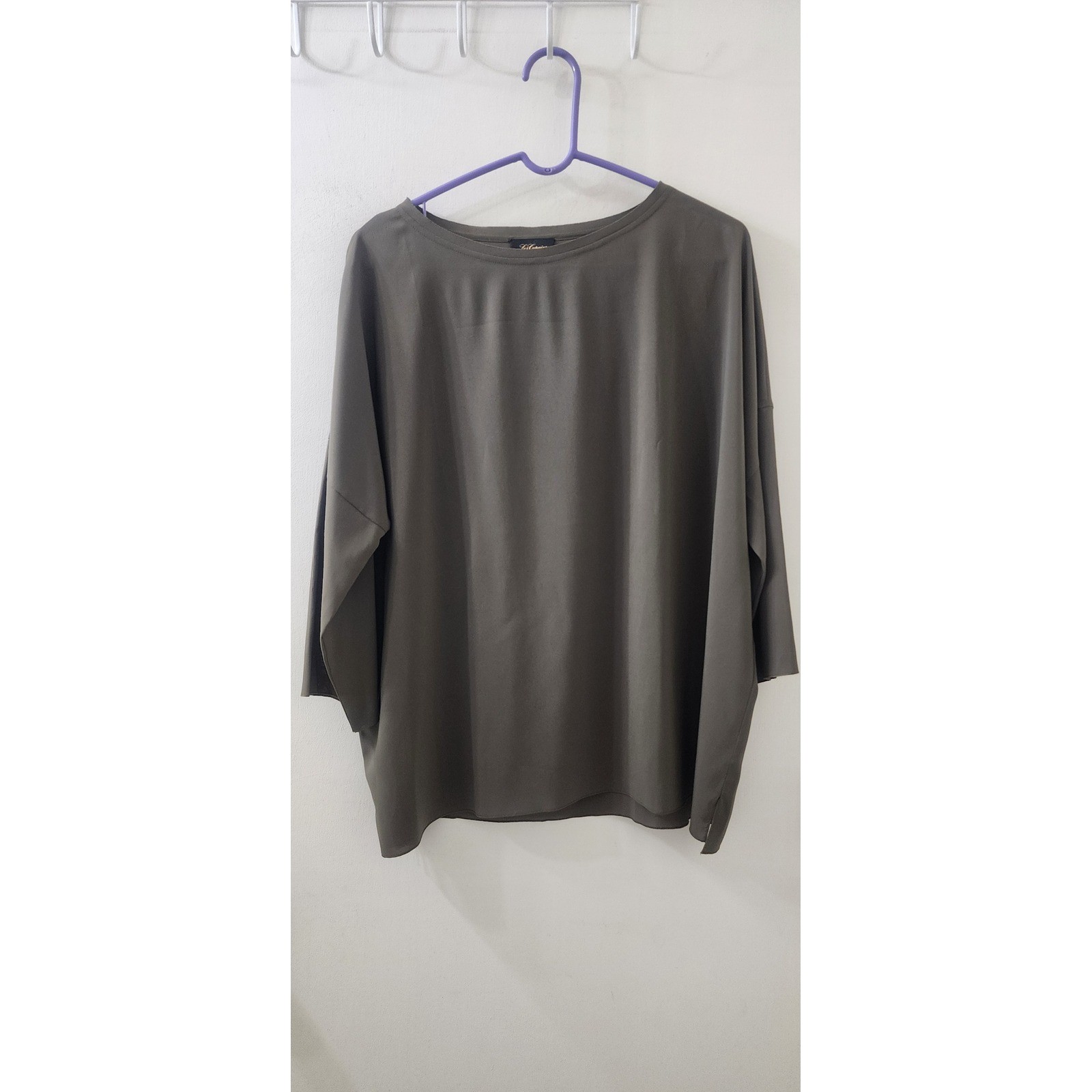 Les Copains Olive Green Batwing Sleeve Oversized Blouse Top IT 48 US XL