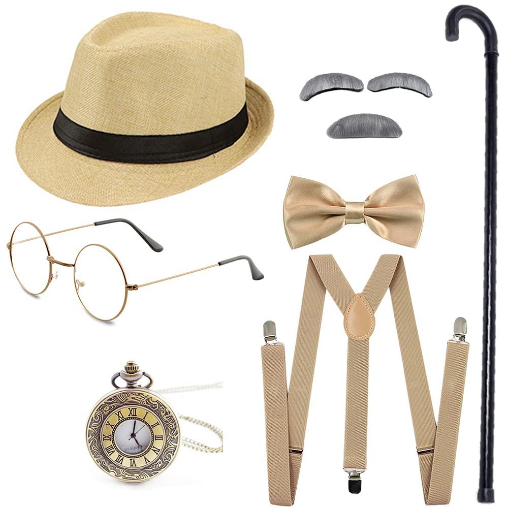 Old Man Costume Accessories Set 100 Days School Grandpa 1920s Gatsby Men
