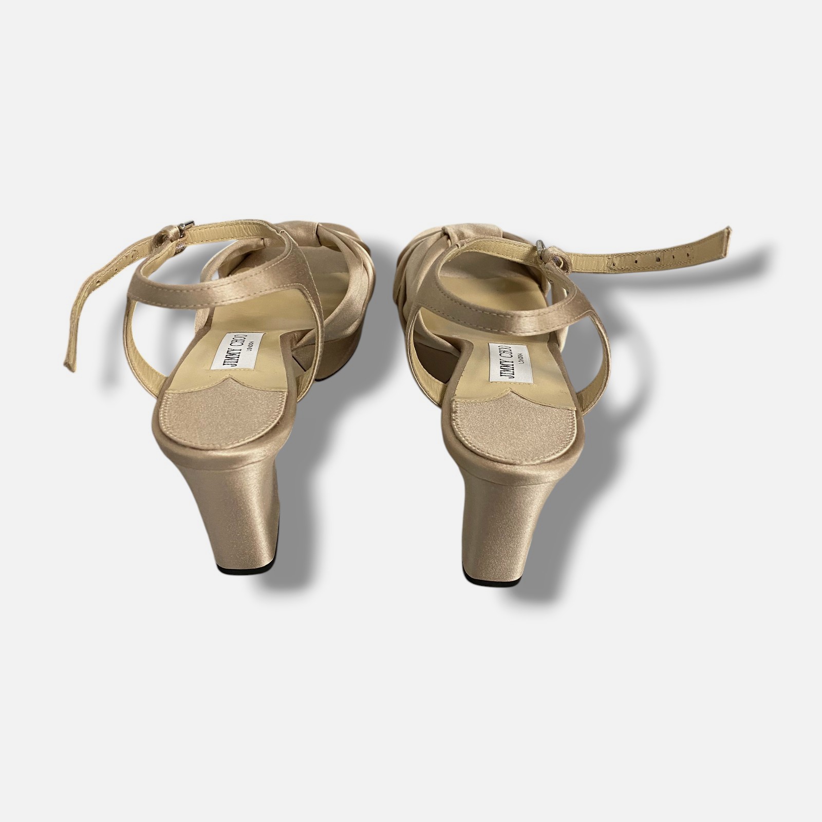 Jimmy Choo Women’s Beige Heloise 120MM Satin Platform Sandals Size 40