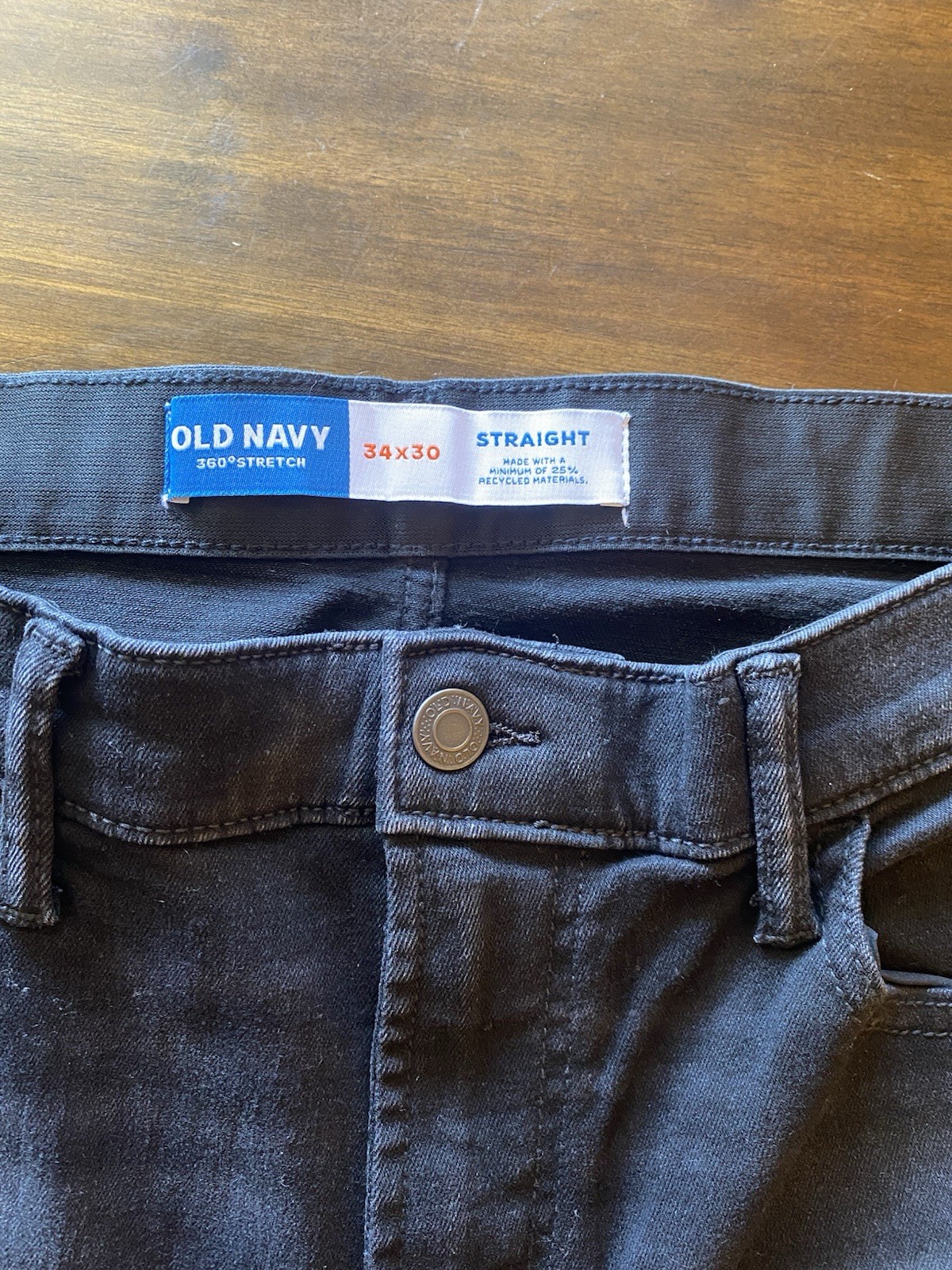 Old Navy Men’s Straight Leg Mid Rise Black Dark Wash Stretch Denim Jeans