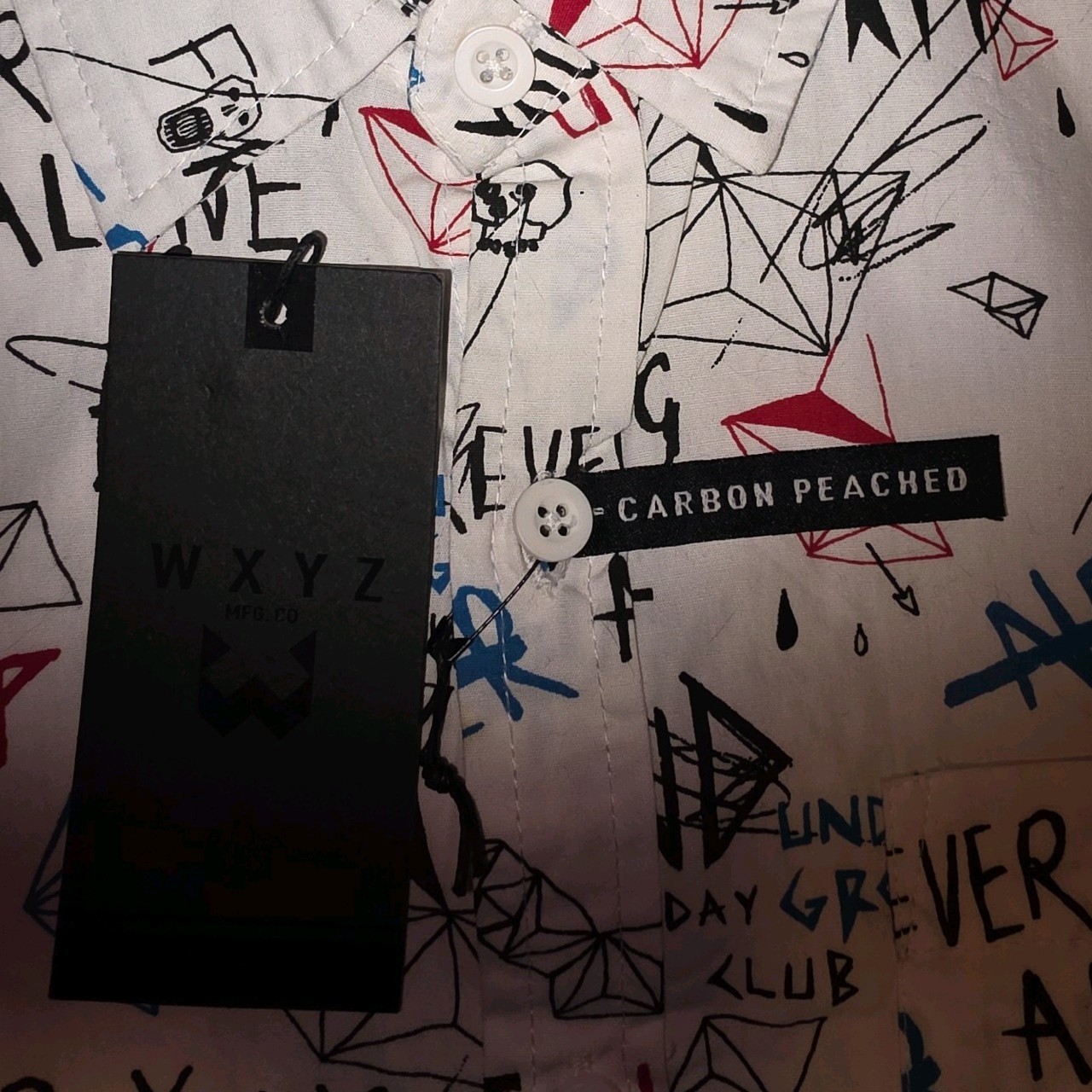 WXYZ brand button up “Forever Young” “Alone” and other sayings Size Small NEW