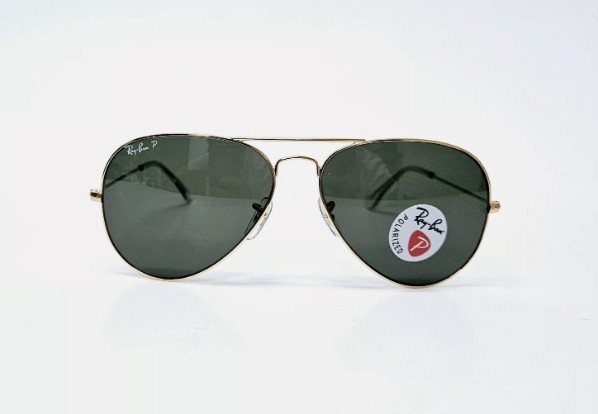 Ray-Ban Sunglasses RB3025 Aviator Classic Gold Frame Polarized Green Lens 58mm.