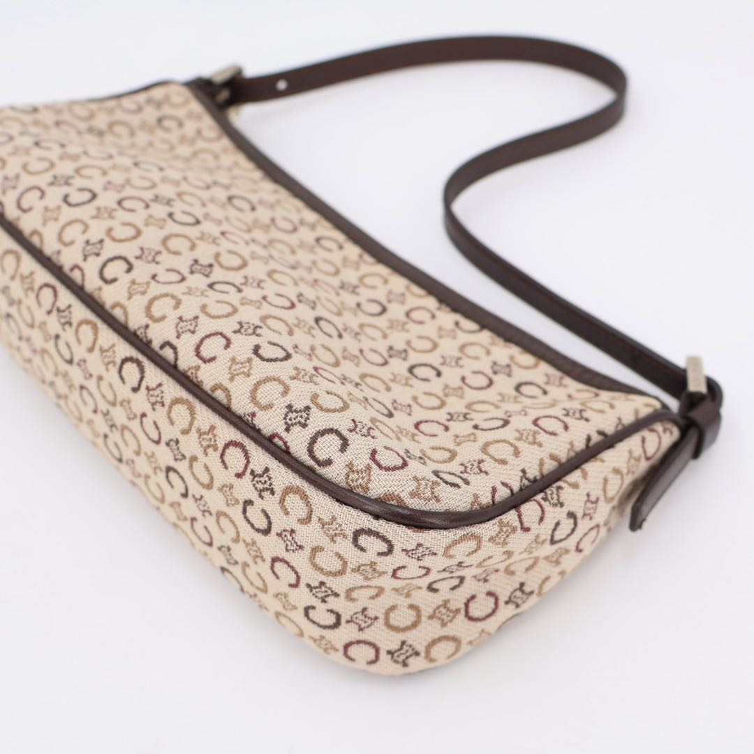 Authentic Celine C Macadam Canvas Leather Shoulder Bag P15731