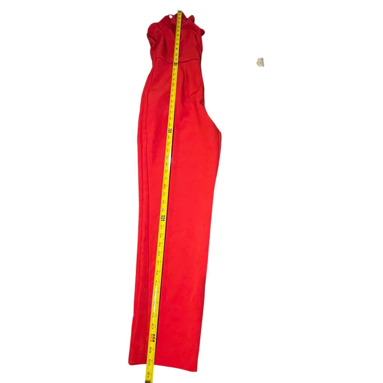 DO+BE Red Ruffle V-Neck Jumpsuit Adjustable Straps Straight Leg Womens Medium