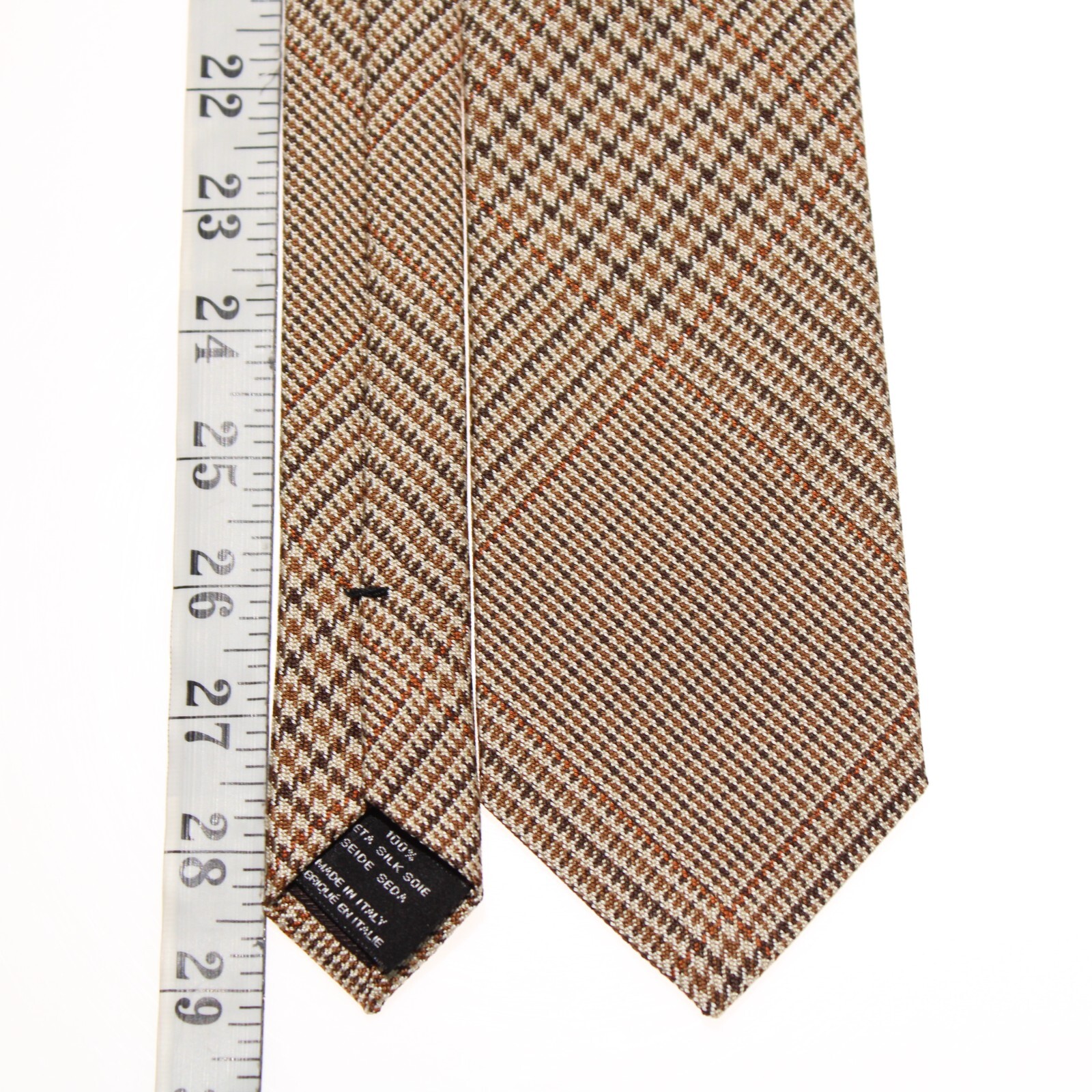 Tom Ford NWT Neck Tie in Beige/Brown/Orange Plaid 100% Silk Made in Italy
