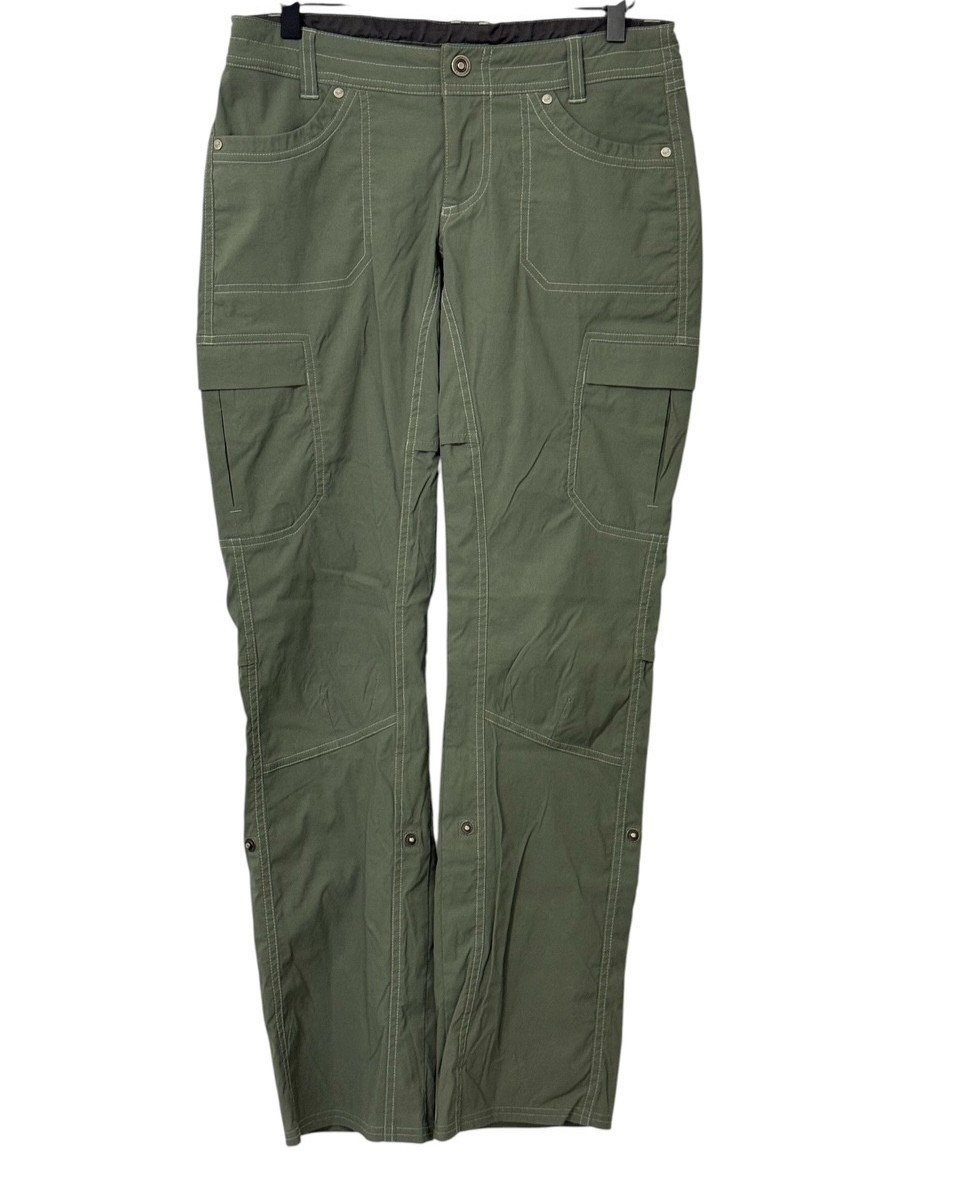 KUHL Womens Roll Up Pants Olive Green Stretch Outdoor Hiking Pockets Size 6 REG