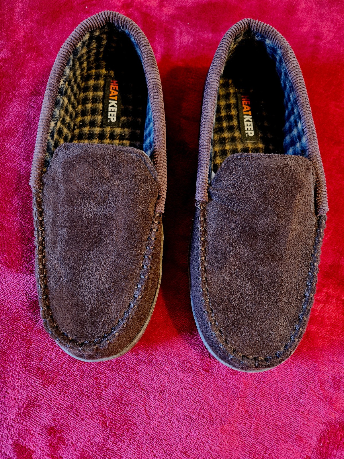 HeatKeep Men’s Memory Foam Moccasin Slippers L 9.5 – 10.5 Indoor Outdoor Slip-On
