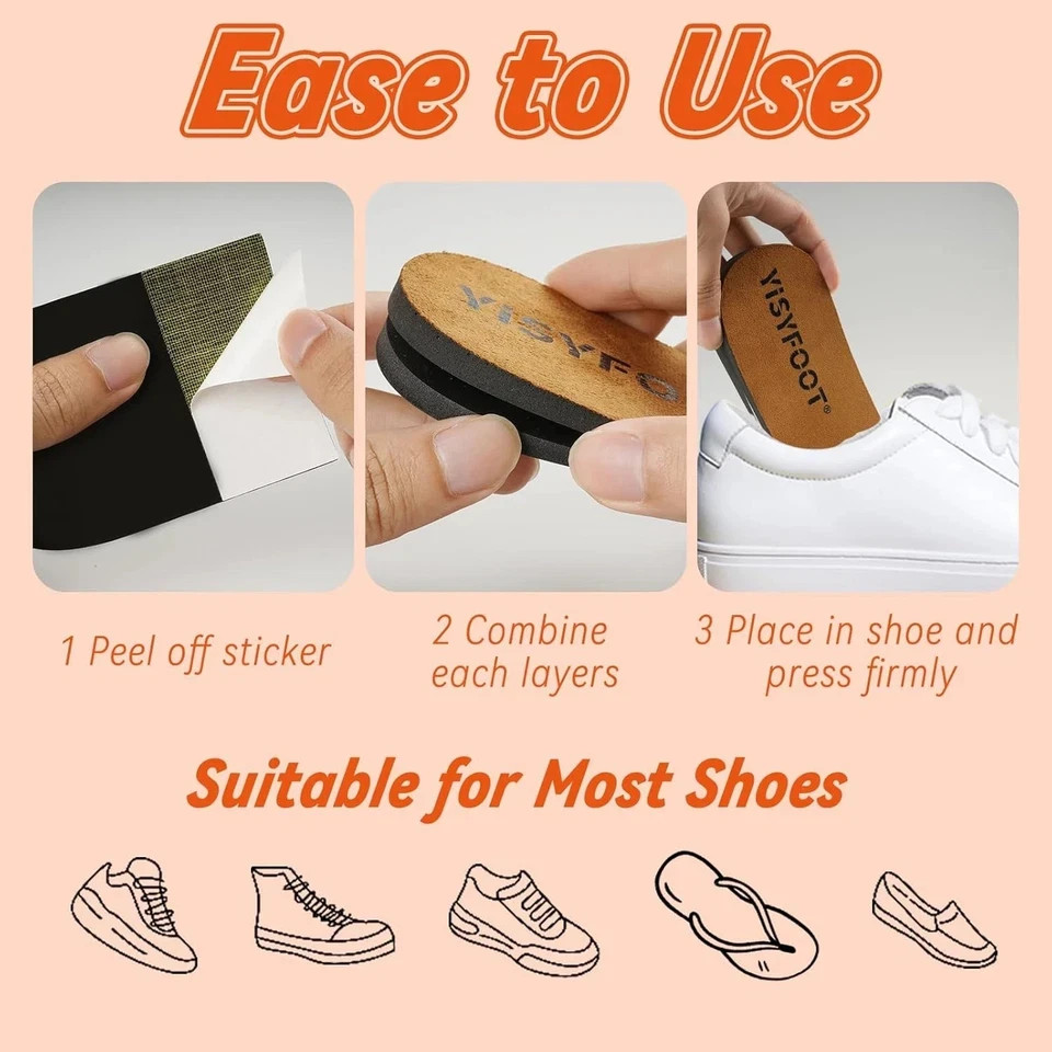 Adjustable Orthopedic Heel Lift Inserts for Shoes – 4 Layers for Uneven Legs, He