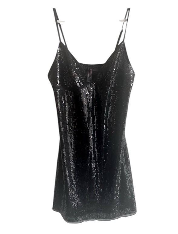Victoria’s Secret The Lacie Nightgown Lingerie Black Sequin Teddy Camisole Small