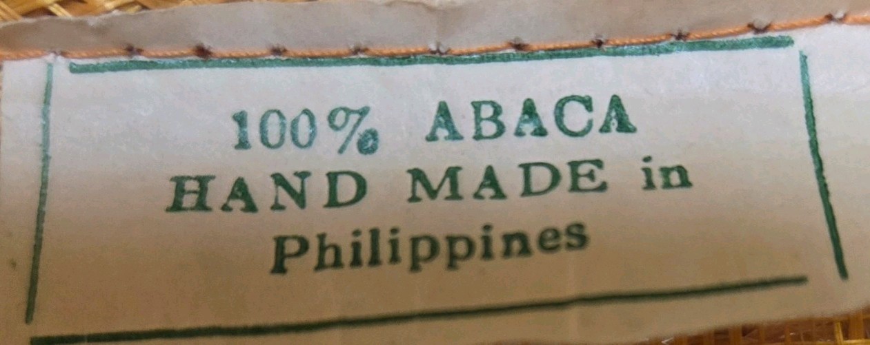 Vintage Handmade Philippine 100% Abaca Woven Floral Tote Bag Green