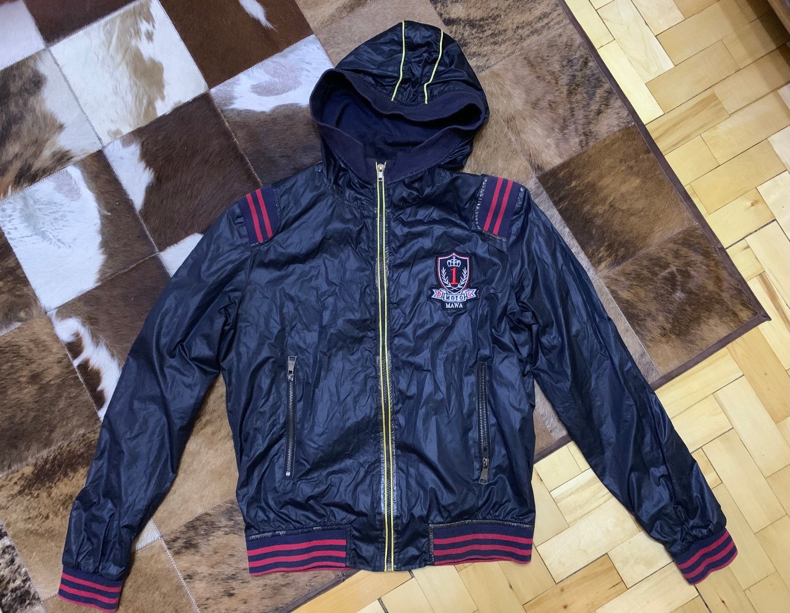 ITTIERRE Italy Men’s Hooded Jacket Windbreaker Navy Blue Size 52