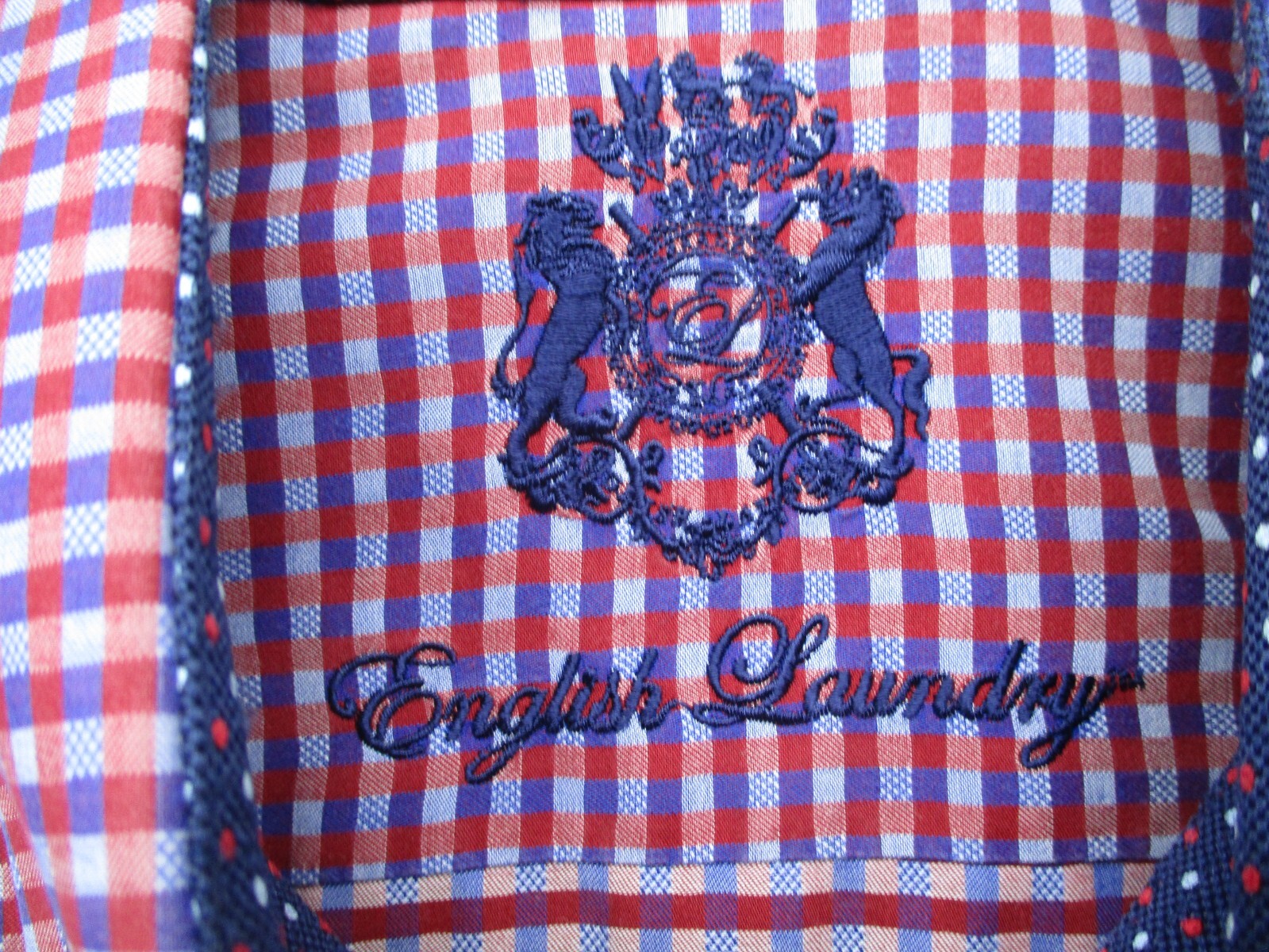 Eligish Laundry Button Up Shirt Men’s XL Red Blue Purple Geometric Plaid Cotton