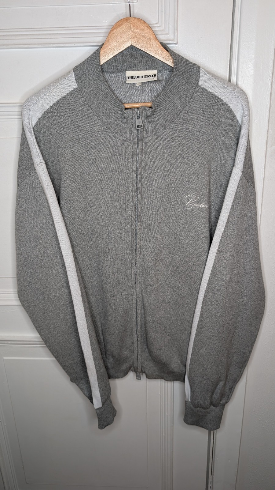 The Couture Club Fleece Mens XL Grey Full Zip Cotton Jumper Track