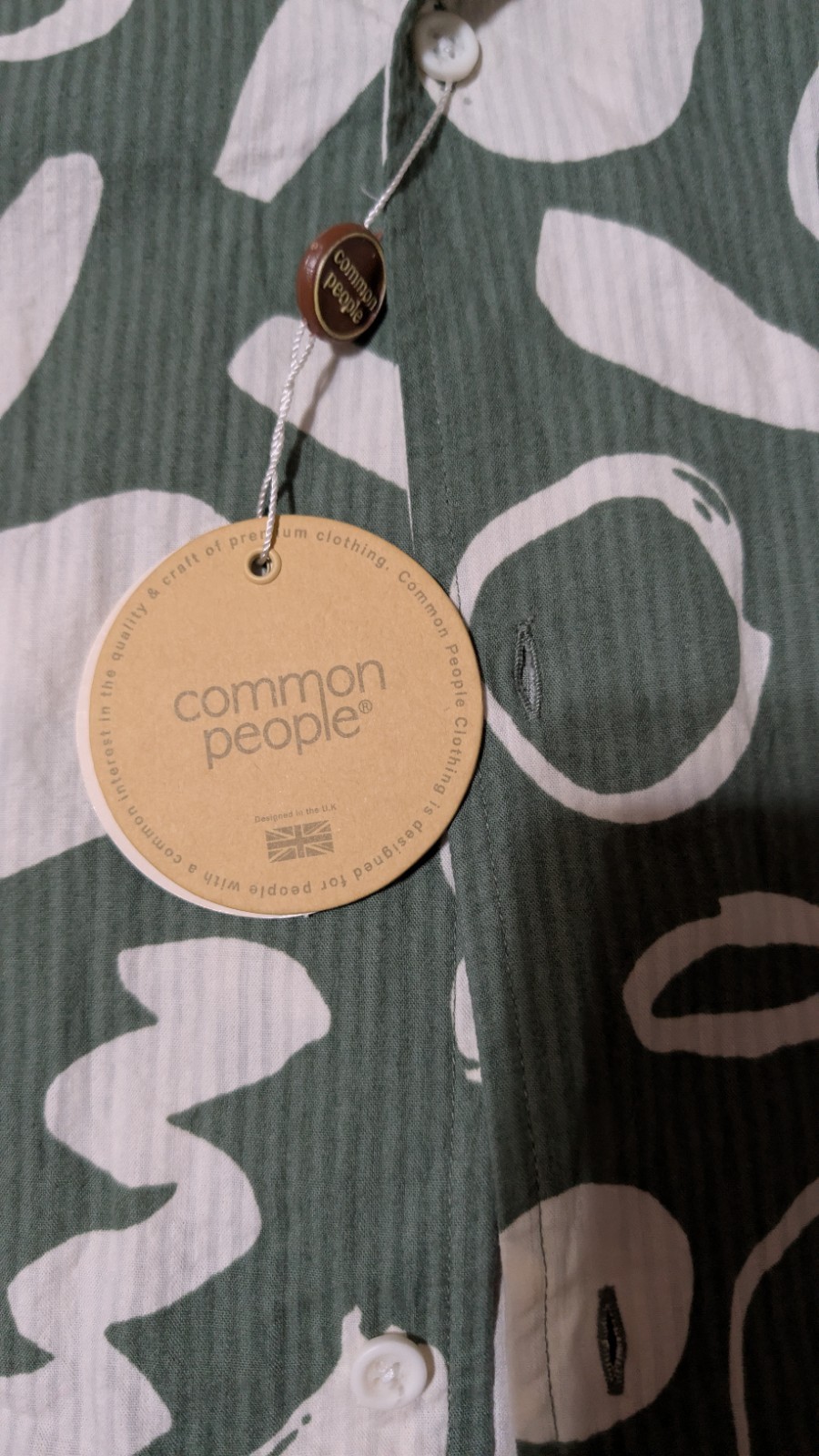 Common People Textured Shirt Knit Collar Short Sleeve Button Up Size L NWT